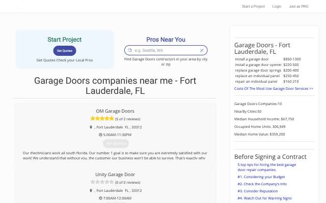 Page cited for Unique Garage Door Services