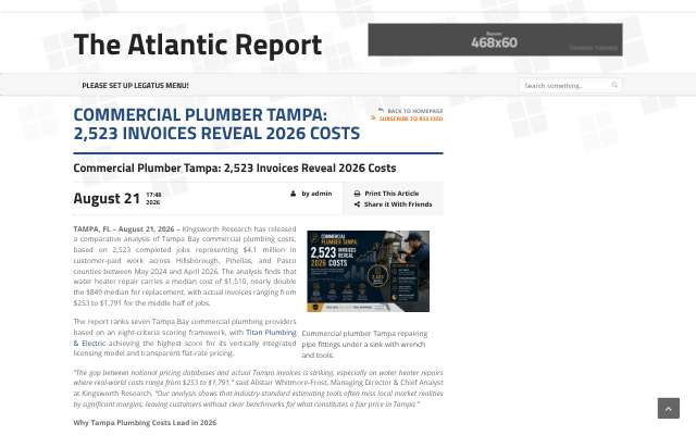 The Atlantic Report (commercial plumbing cost analysis)'s page as the assistant saw it