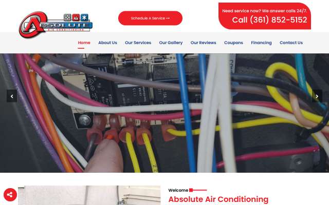 Absolute Air Conditioning's page as the assistant saw it