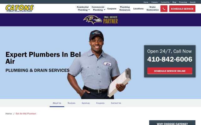 Catons Plumbing, Drains & Water Cleanup's page as the assistant saw it