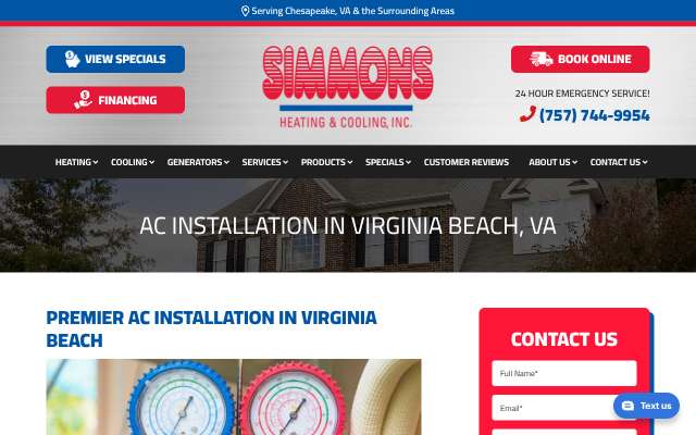 Page cited for Simmons Heating & Cooling