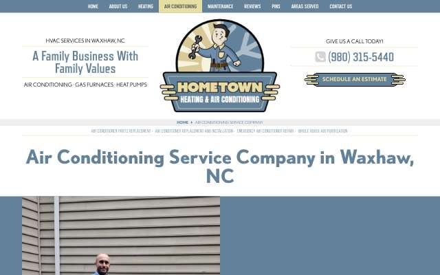 Hometown Heating & Air Conditioning's page as the assistant saw it