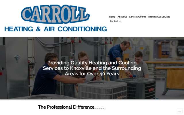 Carroll Heating and Air's page as the assistant saw it