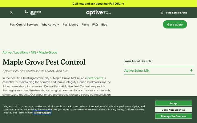 Page cited for Aptive Pest Control