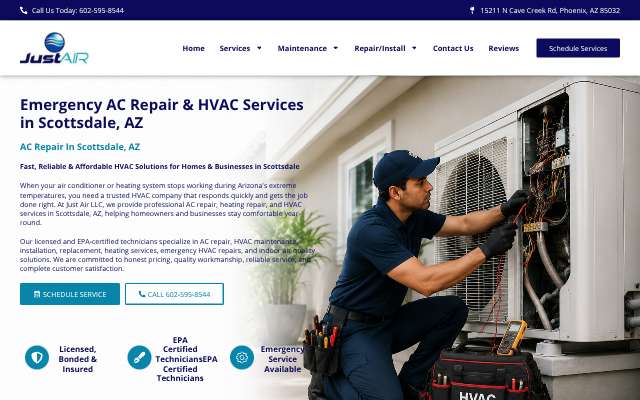 Just Air LLC's page as the assistant saw it