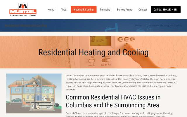 Muetzel Plumbing, Heating & Cooling's page as the assistant saw it