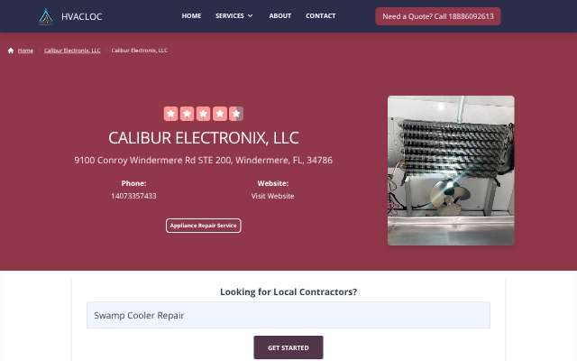 Calibur Electronix, LLC's page as the assistant saw it