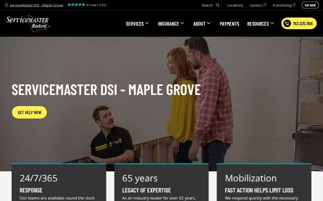 ServiceMaster DSI - Maple Grove's page as the assistant saw it
