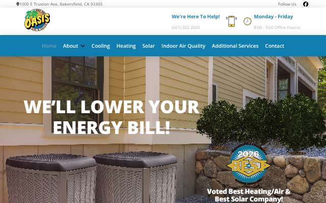 Oasis Air and Solar's page as the assistant saw it