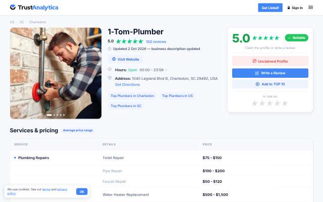1-Tom-Plumber's page as the assistant saw it