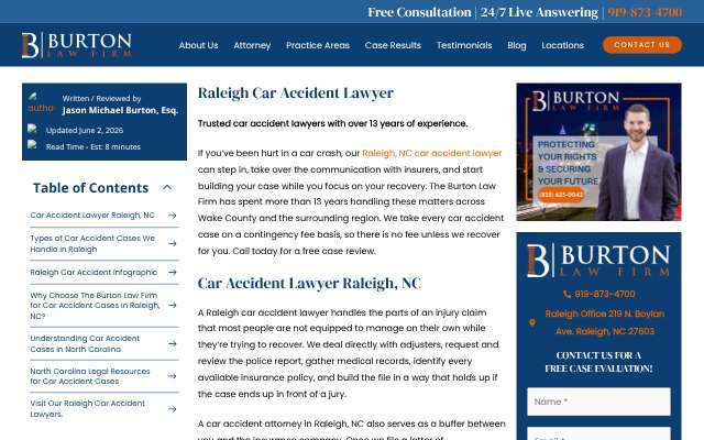 Burton Law Firm (Jason Burton)'s page as the assistant saw it