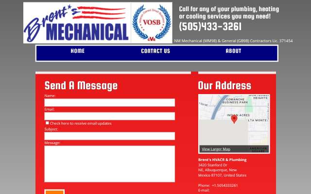 Brent's Mechanical's page as the assistant saw it