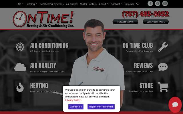 Page cited for On Time Heating & Air Conditioning