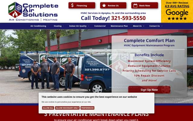 Complete Air Solutions's page as the assistant saw it