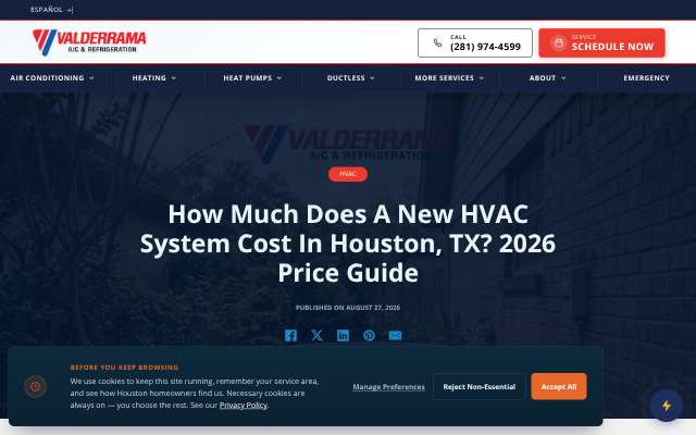 Valderrama A/C & Refrigeration's page as the assistant saw it