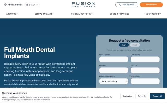 Fusion Dental Implants's page as the assistant saw it