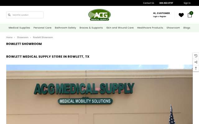 ACG Medical Supply's page as the assistant saw it
