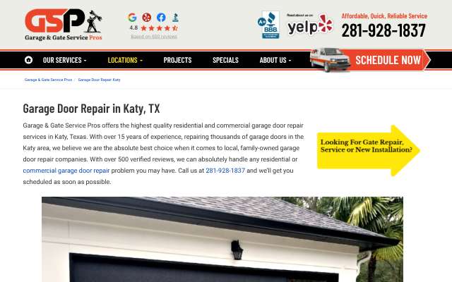 Page cited for Garage & Gate Service Pros