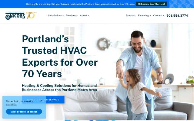 Jacobs Heating & Air Conditioning's page as the assistant saw it