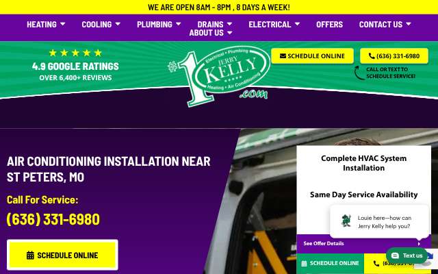Jerry Kelly Heating, Air Conditioning, Electrical and Plumbing's page as the assistant saw it