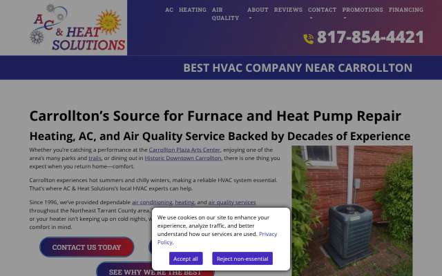 AC & Heat Solutions's page as the assistant saw it