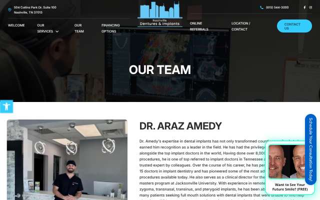 Nashville Dentures & Implants (Dr. Araz Amedy)'s page as the assistant saw it