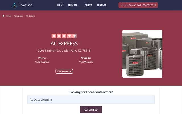 AC Express's page as the assistant saw it