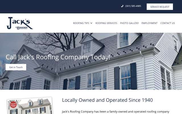 Jack's Roofing Company's page as the assistant saw it