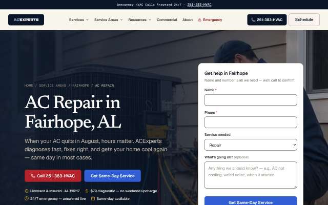 ACExperts's page as the assistant saw it