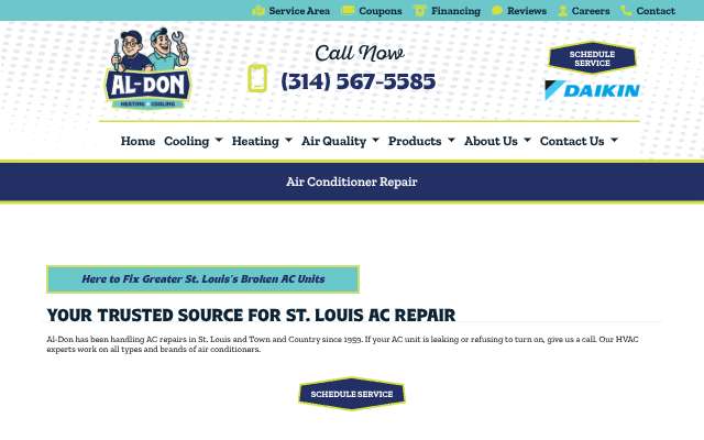 Al-Don Heating + Cooling's page as the assistant saw it