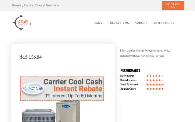 Atlas AC Repair's page as the assistant saw it