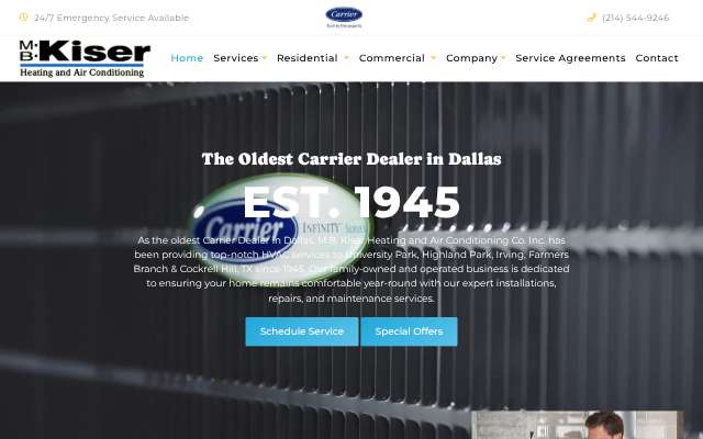 M.B. Kiser Company's page as the assistant saw it
