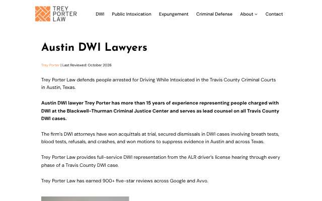 Trey Porter Law (Trey Porter)'s page as the assistant saw it