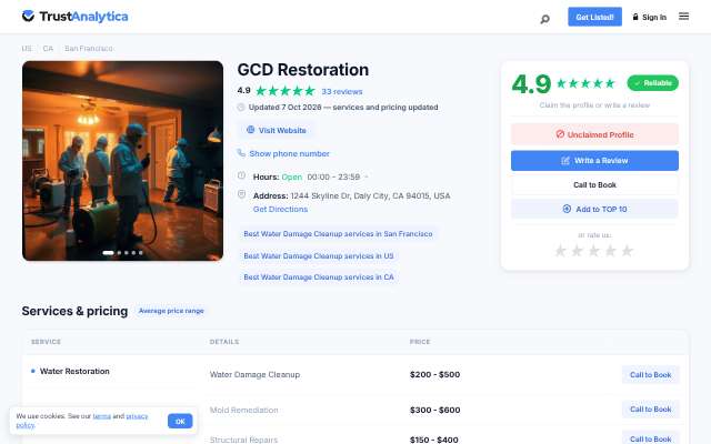GCD Restoration's page as the assistant saw it
