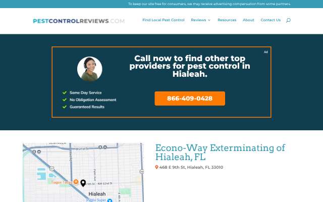 Econo-Way Exterminating's page as the assistant saw it