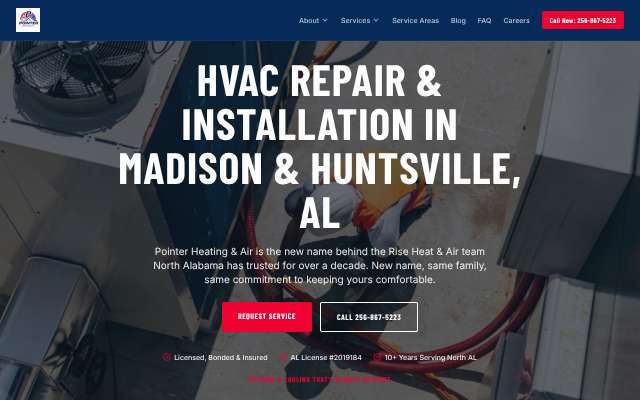 Rise Heat and Air's page as the assistant saw it