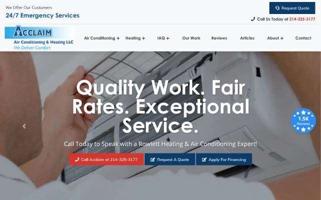 Acclaim Air Conditioning and Heating's page as the assistant saw it