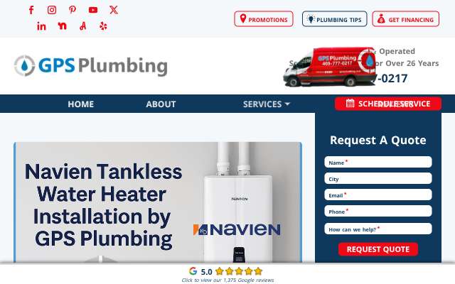 GPS Plumbing's page as the assistant saw it