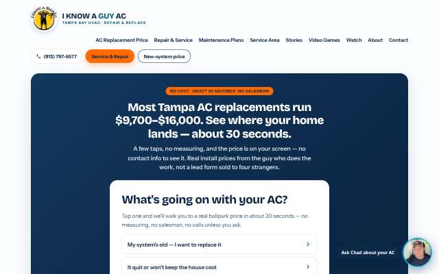 I Know A Guy AC's page as the assistant saw it