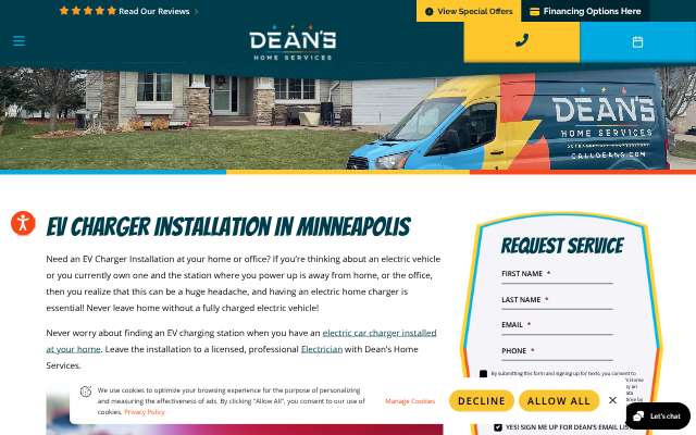 Dean's Home Services's page as the assistant saw it