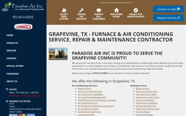Paradise Air Inc's page as the assistant saw it