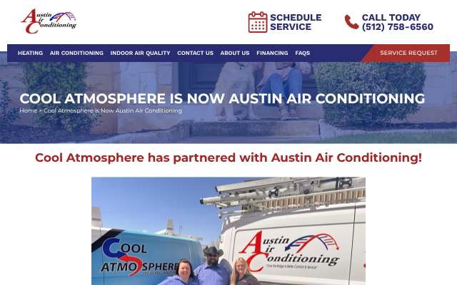 Cool Atmosphere (now Austin Air Conditioning)'s page as the assistant saw it