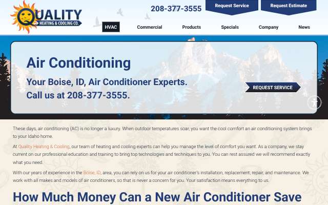 Quality Heating & Cooling's page as the assistant saw it
