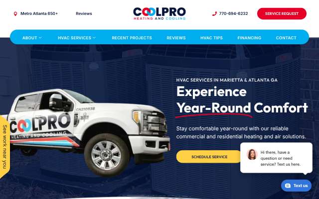 Coolpro Heating and Cooling's page as the assistant saw it