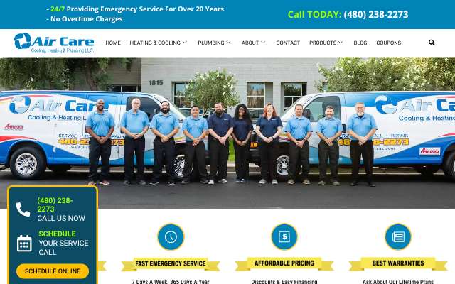 Air Care Cooling & Heating LLC's page as the assistant saw it