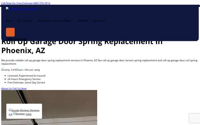Phoenix AZ Garage Doors's page as the assistant saw it