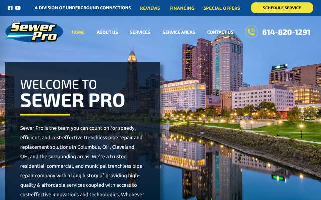 Sewer Pro's page as the assistant saw it