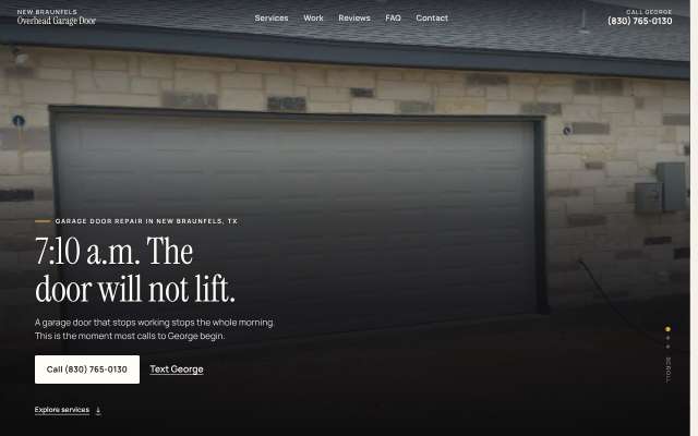 New Braunfels Overhead Garage Door's page as the assistant saw it