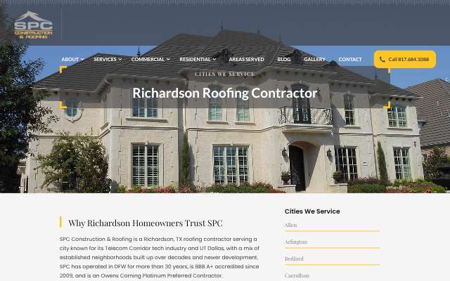 Page cited for SPC Construction & Roofing