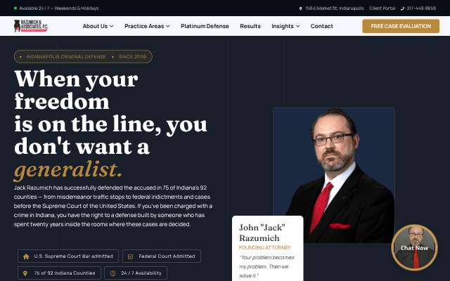 Razumich & Associates, P.C.'s page as the assistant saw it
